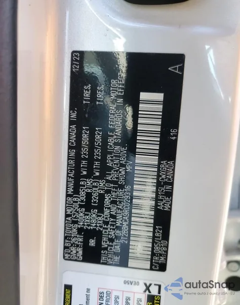 2024 Lexus Rx 350H Base из США, поврежденный, VIN 2T2BBMCA9RC029316